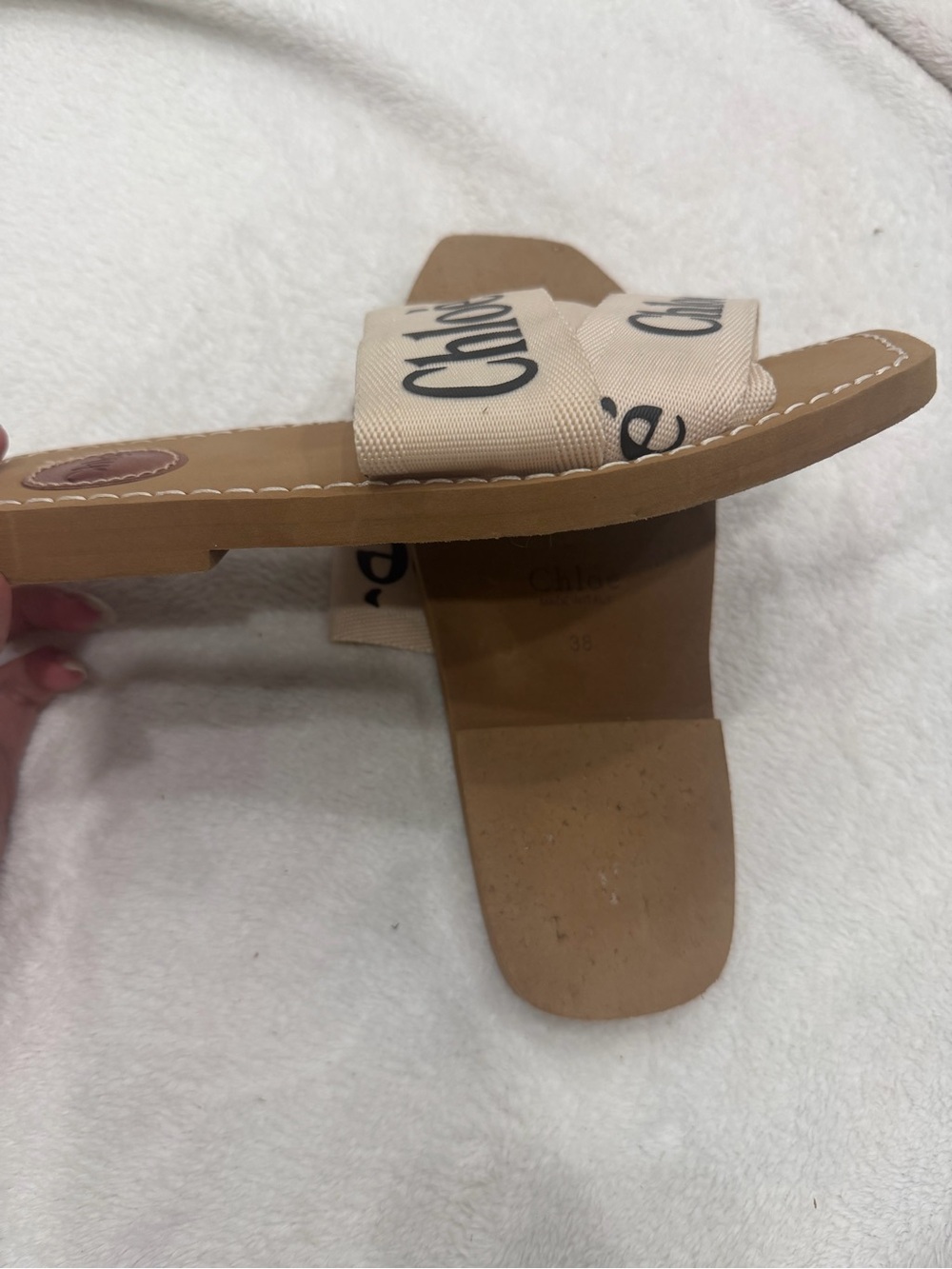 Chloé Woody Canvas Slide Sandals - Picture 2 of 3